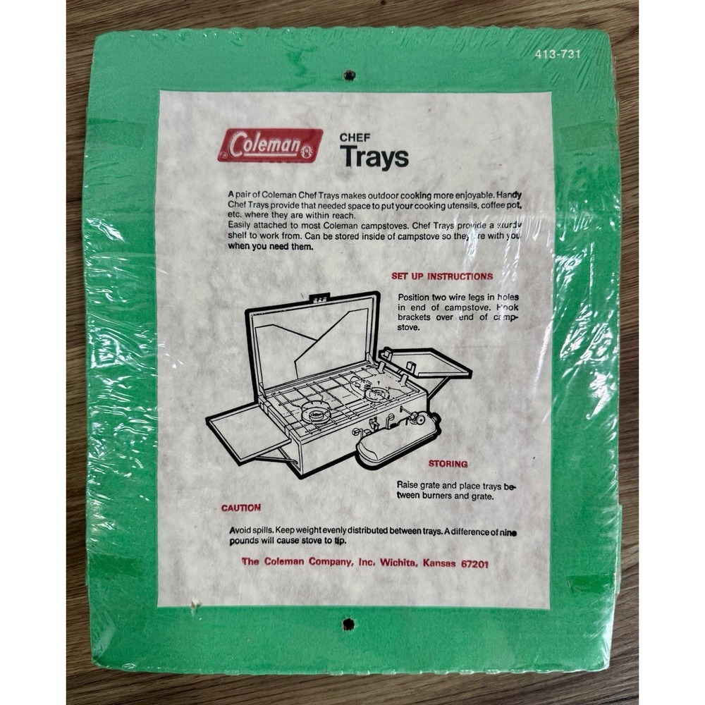 Vintage Coleman Chef Trays 413-731 NOS Set of 2 Camp Stove Side Shelves Sealed - Picture 2 of 9